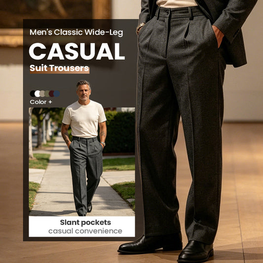 Men’s Casual Pleated Wide-Leg Pants