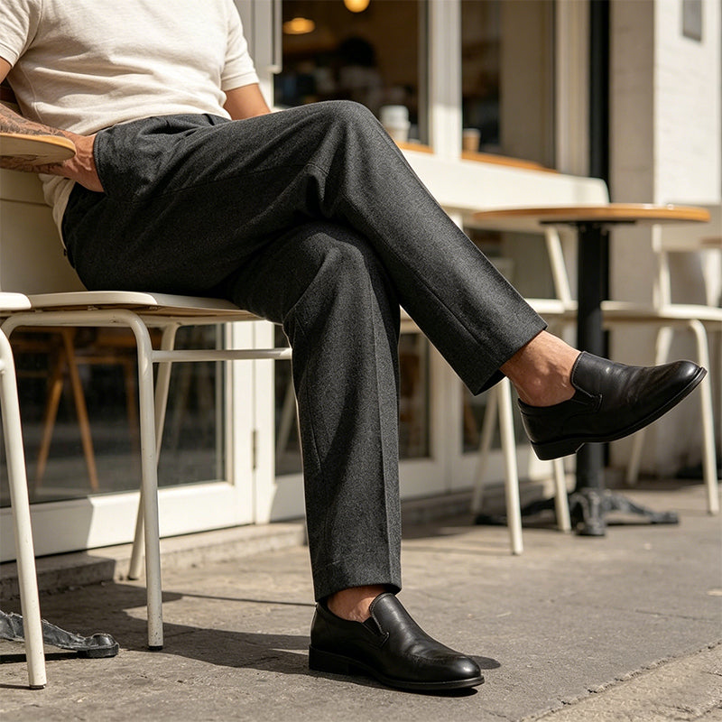 Men’s Casual Pleated Wide-Leg Pants