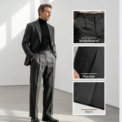 Men’s Casual Pleated Wide-Leg Pants