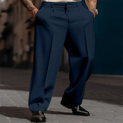 Men’s Casual Pleated Wide-Leg Pants