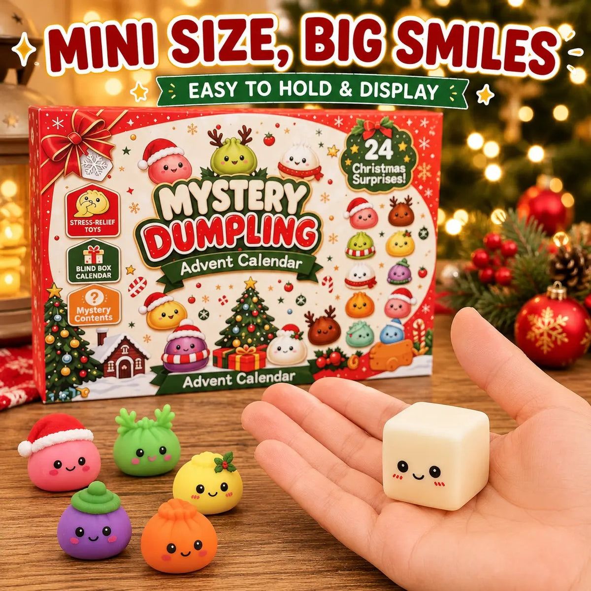 Christmas Mini Squishies Advent Calendar 2026, 24-Day Holiday Countdown Fidget Stress Relief Set, Cute Dumpling Squeeze Figures for Indoor Recreation, Stocking Stuffers, Xmas Party Favors, Small Surprise Gifts for Kids Teens Adults,sohochic