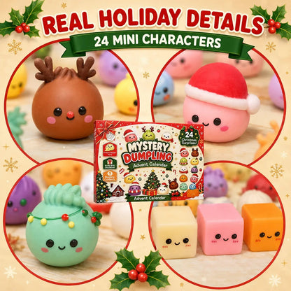 Christmas Mini Squishies Advent Calendar 2026, 24-Day Holiday Countdown Fidget Stress Relief Set, Cute Dumpling Squeeze Figures for Indoor Recreation, Stocking Stuffers, Xmas Party Favors, Small Surprise Gifts for Kids Teens Adults,sohochic